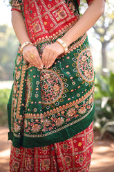Maroon Gaji Silk Traditional Gharchola with Contrast Pallu and Border - maroon silk saree