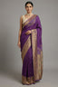 Purple Georgette Printed Saree with Woven and Cutdana Worked Pallu - purple georgette saree
