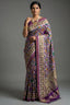 Off White and Purple Silk Traditional Checks Patola Saree - purple silk saree patola