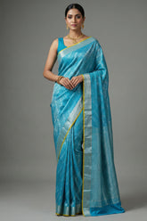 Light Sky Blue Silk All Over Woven Saree