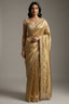 Golden and Silver Tissue Silk Saree with Designer Readymade Blouse - gold silk saree