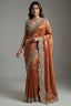 Rust Orange and Golden Two Toned Kanchipuram Viscose Silk Designer Saree with Readymade Blouse - gold silk saree