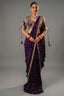 Imperial Plum Purple Raw Silk Saree - Front View