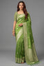 Olive Green Dola Tissue Silk Woven Saree with Readymade Blouse - green silk saree