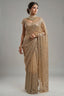 Beige Net Half and Half Designer Saree with Sequins and Cutdana Work - beige net saree