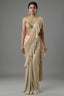 Golden Imported Readymade Ruffle Saree - Front View
