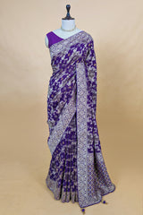 Purple Georgette Woven Saree with Cutdana Work - purple georgette saree