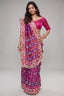 Rani Pink And Purple Silk Saree In Handcrafted Patola Weave With Intricate Bead And Mirror Work Borders