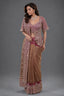 Antique Metallic Gold Tissue Fine Weaving Saree with Contrast Magenta Scalloped Cutdana Border and Embellished Blouse