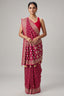 Red Art Silk Checks Bandhej Saree with Beaded and Applique Work Pallu