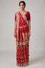 Red Gaji Satin Silk Bandhej Saree with Heavy Bead Worked Border