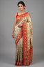 Cream Silk Patola Woven Traditional Saree with Contrast Border and Pallu