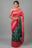 Dark Green Art Silk Patola Saree with Contrast Border and Pallu
