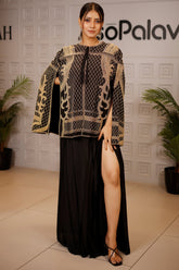 Black Raw Silk Beaded Contemporary Indo-Western Co-ord Set