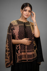 Black Raw Silk Beaded Contemporary Indo-Western Co-ord Set - black silk saree