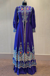 Purple Raw Silk Sequin Embroidered Slit Cut Lehenga Suit