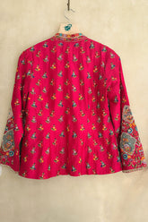 Pink Silk Floral Embroidered Top and Lehenga Set