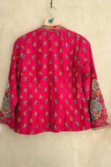 Pink Silk Floral Embroidered Top and Lehenga Set