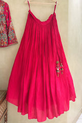 Pink Silk Floral Embroidered Top and Lehenga Set