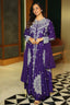 Violet Purple Raw Silk High Slit Cut Beaded Palazzo Suit - purple silk saree