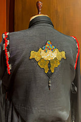 Black Satin Crepe Embellished Statement Shirt with Dhoti Skirt