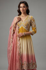 Yellow and Multi Colored Embellished Sharara Set - red saree