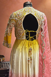 Yellow and Multi Colored Embellished Sharara Set - red saree