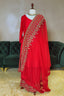 Red Silk Palazzo Suit with Gota Work Cape - red silk saree
