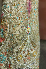 Mint Green Silk Handworked Indo Western Set