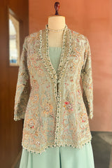 Mint Green Silk Handworked Indo Western Set