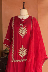 Rani Pink Satin Organza Gota Worked Palazzo Suit