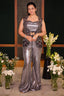 Silver Net Sequinned Indo Western Set - silver net saree