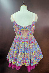 Pastel Pink Net All Over Beaded Cutwork Mini Dress