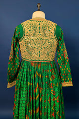 Green Silk Printed Anarkali Suit with Sequin Embroidery Work