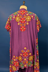 Dark Magenta Silk Embroidered Co-Ord Set