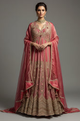 Pink Tissue Designer Heavy Paisley Worked Suit - pink saree