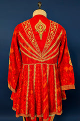 Orange Silk Printed and Sequin Embroidered Peplum Co-Ord Set