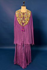 Magenta Chinon Georgette Co-Ord Set with Embroidery and Bead Work