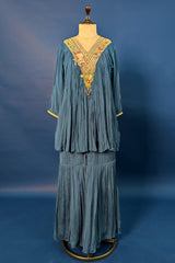 Rama Blue Chinon Georgette V Neckline Co-Ord Set with Sequin Embroidery Work