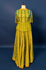 Pista Green Satin Printed Peplum Co-Ord Set