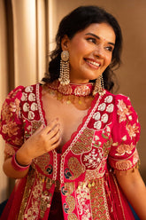 Pink Satin Organza Handworked Designer Palazzo Set - pink satin saree