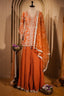 Orange Tissue Silk Sequin Embroidered and Mirror Worked Palazzo Suit - red silk saree embroidered