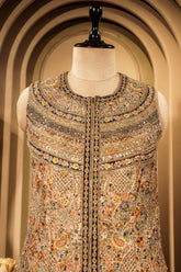 Peach Silk Printed Co-Ord Set Sequins Embroidery - peach silk saree embroidery