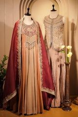 Golden Tissue Silk Zardosi and Sequin Worked Anarkali Suit
