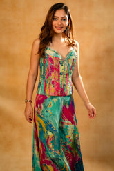 Multi Colored Printed Co-Ord Set - red saree