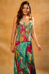 Multi Colored Printed Co-Ord Set - red saree