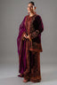 Dark Byzantium Velvet Printed and Sequinned Palazzo Suit - Front View