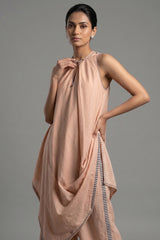 Close-up of the premium fabric on the Rose Pink Cotton Silk Solid Co-Ord Set