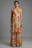 Grey Crepe Silk Floral Printed Halter Neck Co-Ord Set - Front View