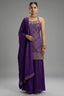 Purple Art Silk Printed Straight Cut Palazzo Suit - purple silk saree